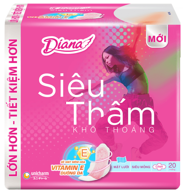 Băng Vệ Sinh Diana Mỏng Cánh Gói Lớn Hồng