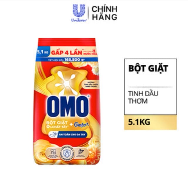 Thùng 3 gói Bột Giặt Omo 5,1kg tinh dầu ( 189.000) 