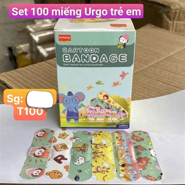 Hộp 100 miếng băng keo cá nhân em bé.