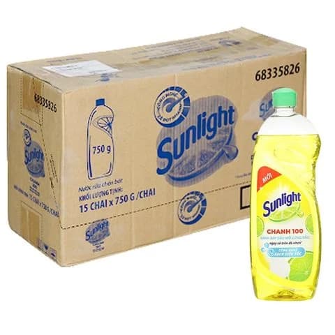 Thùng 15 Chai Nước Rửa Chén Sunlight Chanh 750ml 