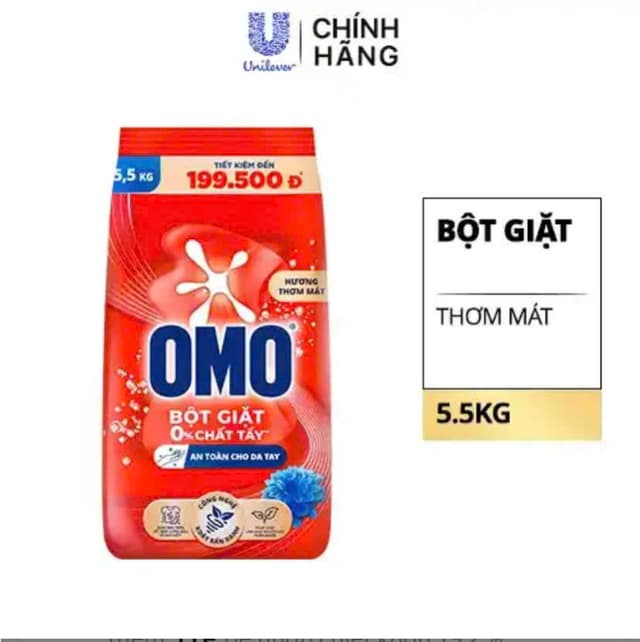 Thùng 3 gói Bột Giặt Omo 5,5kg Trơn ( Giá 189,000) 