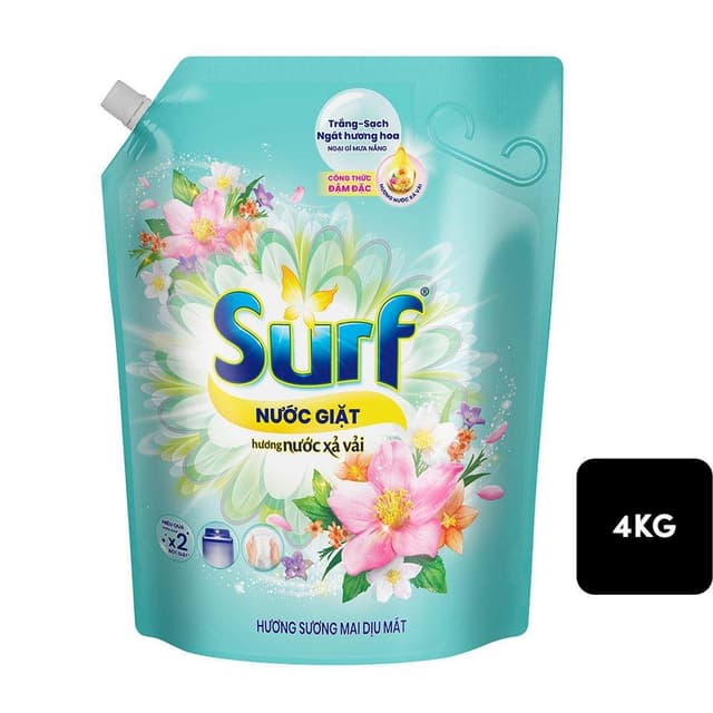 Nước Giặt Surf 3,6kg Xanh ( Thùng 4 túi )