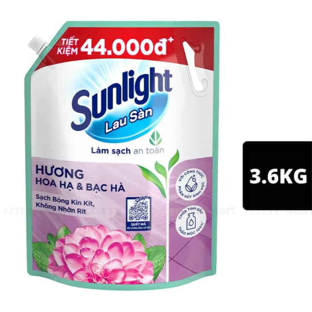 Thùng 4 Túi Lau Sàn Sunlight Hoa Hạ 3,6kg ( TÚI ) 