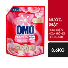 Nước Giặt Omo 3,6kg tinh dầu hoa hồng Cửa Trên ( Thùng 4 túi giá 159,000)