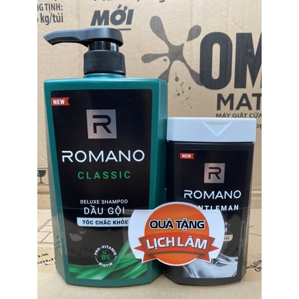 Dầu gội Romano 650g xanh lá kèm 