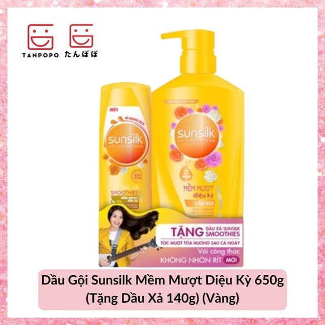 Dầu Gội Sunsilk 650g vàng kèm ( Thùng 8 chai 118,000) 