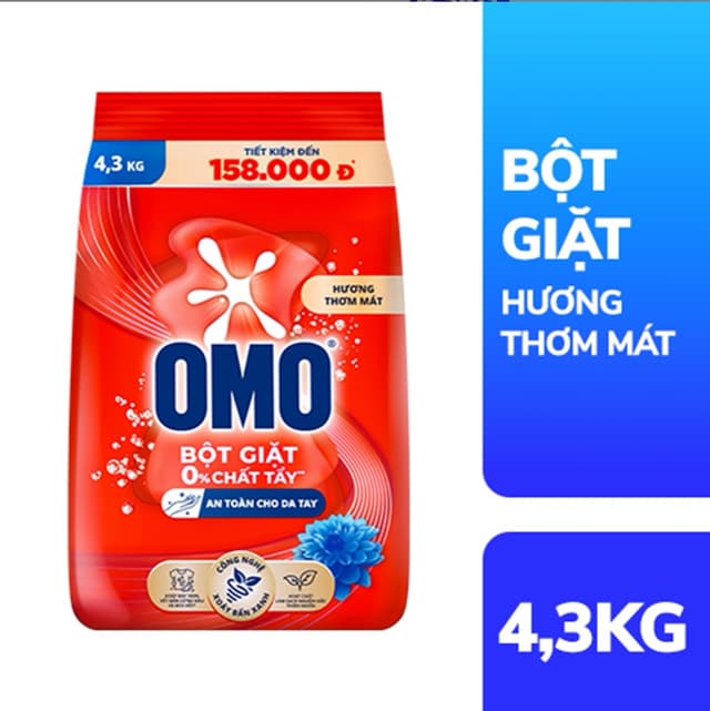 Bột Giặt Omo 4,3kg ( Thùng 3 Gói ) 