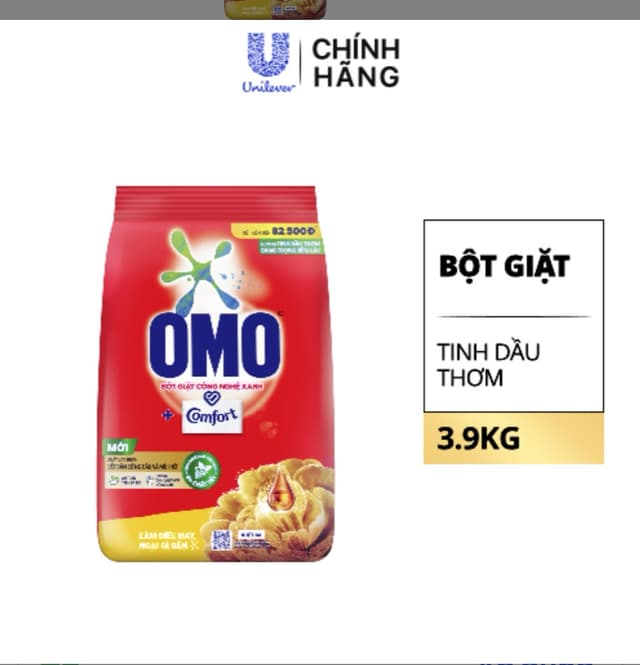Bột Giặt Omo 3,9kg ( Thùng 3 Gói ) 