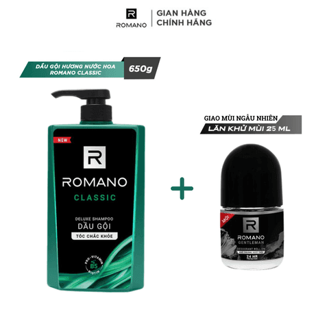 TẮM GỘI Romano Classic 650g Xanh Kèm Lăn 25ml 