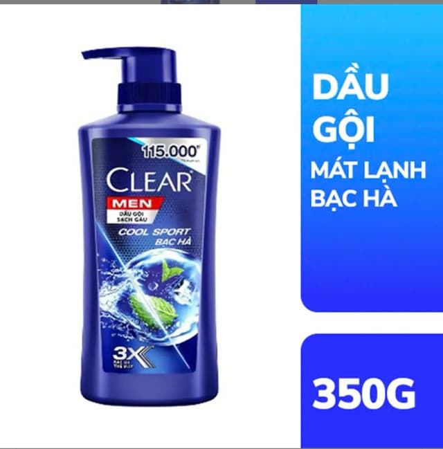 Dầu Gội Clear men 350g Chai có Vòi 