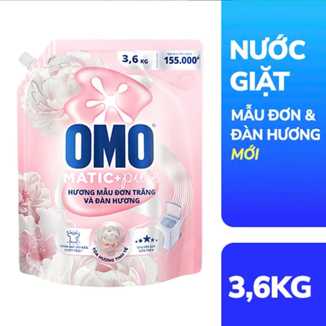 Nước Giặt Omo Cửa Trên 3,6kg Mẫu Đơn