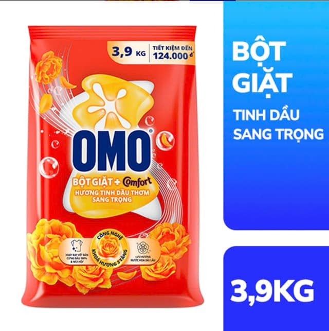 Bột Giặt Omo 3,9kg ( Thùng 3 Gói ) 