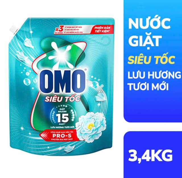Nước Giặt Omo 3,4kg Siêu Tốc Màu Xanh ( Thùng 168,000) 