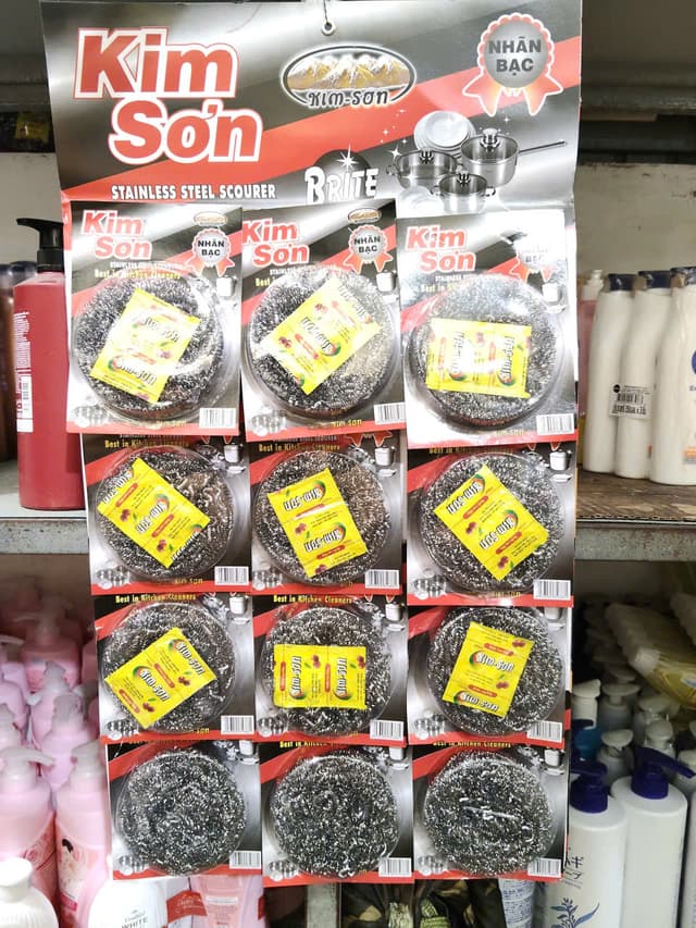 Vỉ 12 Chà Inox Kim Sơn Đỏ Nhãn Bạc
