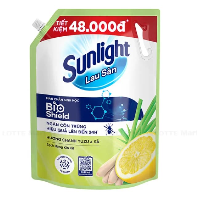 Thùng 4 túi Lau sàn Sunlight Chanh Xả 3,5l