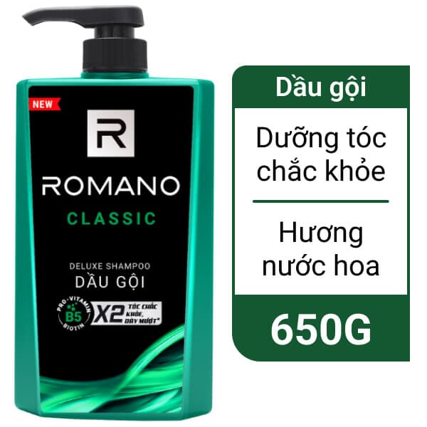 Dầu gội Romano 650g Xanh Lá.