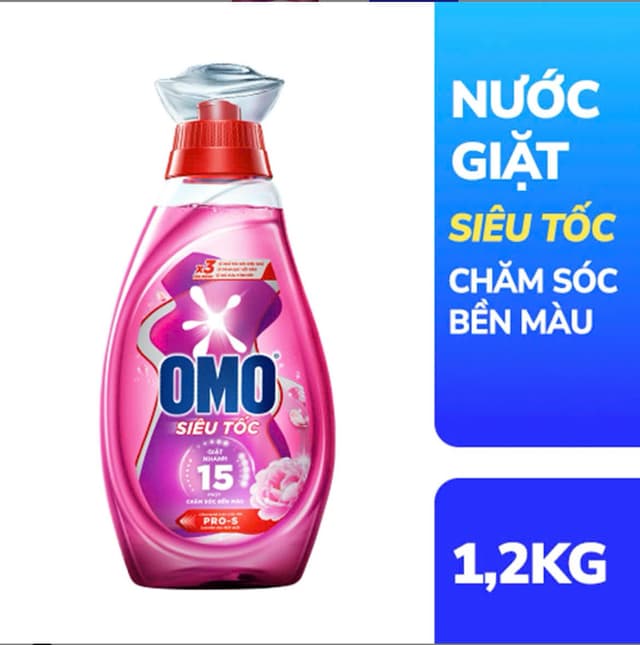 Nước Giặt Omo Siêu Tốc Chai Hồng 1,2kg