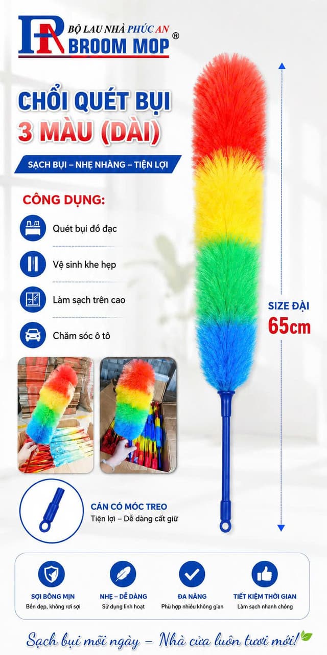 Chổi quét bụi 3 màu Đại