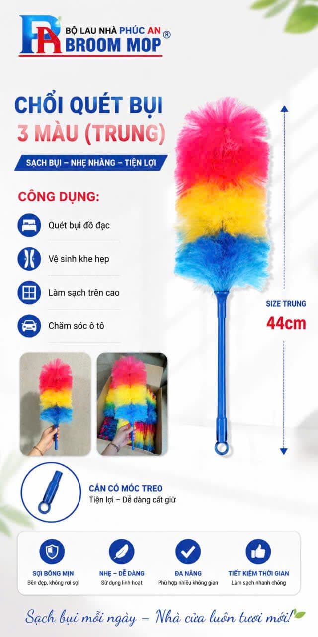 Chổi quét bụi 3 màu TRUNG