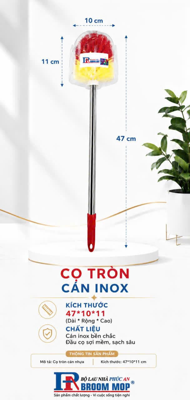 	Bộ Chà tolet cán inox Tròn ( Bộ 10 cây )