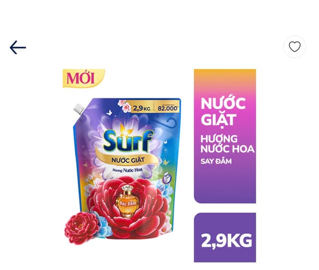 Nước Giặt Surf 2,9kg Hương Hoa Say Đắm Tím Bông Hồng