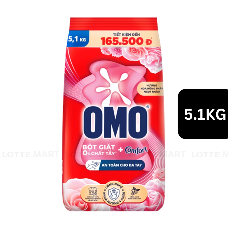 Thùng 3 Gói Omo 5,1kg Bột Màu Hồng