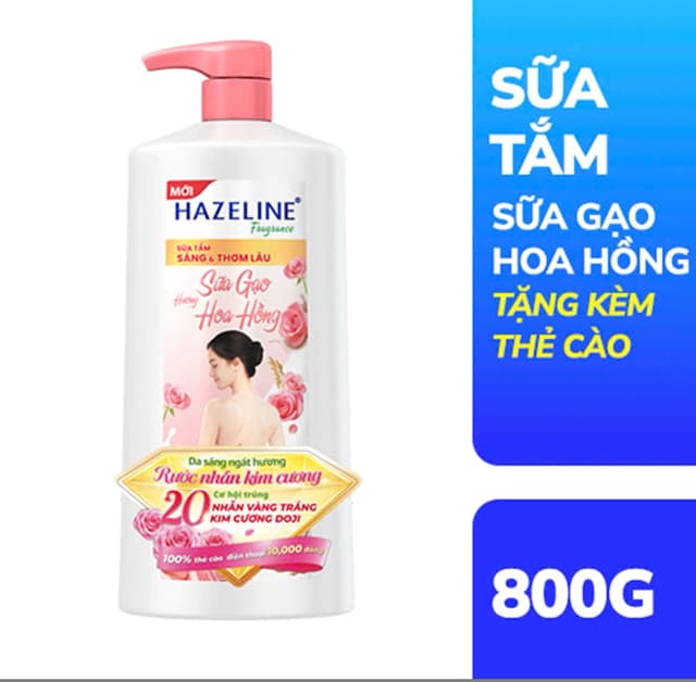 Sữa tắm Hazeline 800g Sữa Gạo Hoa Hồng